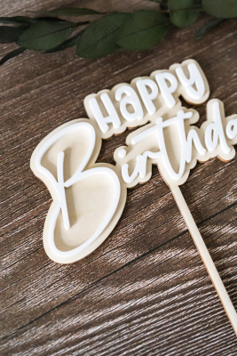 Preview: Cake Topper "Happy Birthday" zweilagig